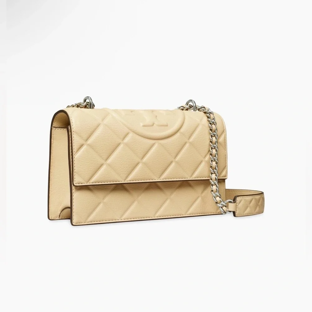 *NWT* Tory Burch Small Fleming Polished Grain Leather Shoulder Bag - Picture 4 of 6